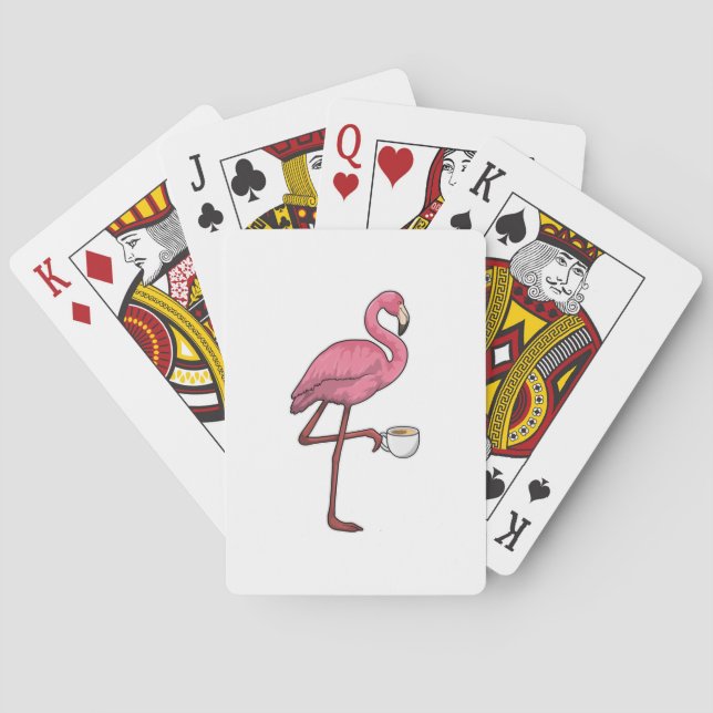 Flamingo mit Kaffee-Cup Spielkarten (Rückseite)
