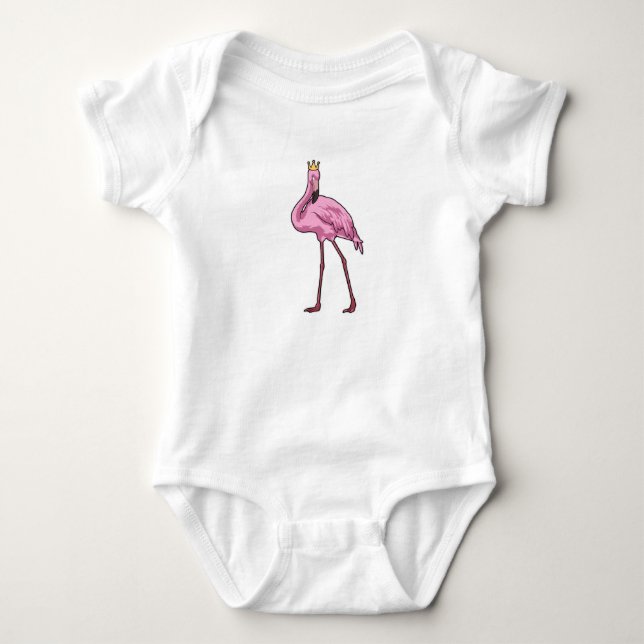 Flamingo mit Krone Baby Strampler (Vorderseite)