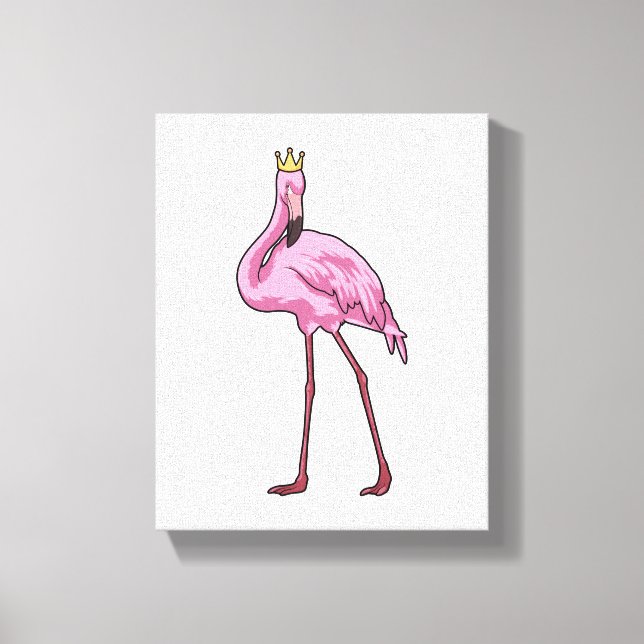 Flamingo mit Krone Leinwanddruck (Vorderseite)