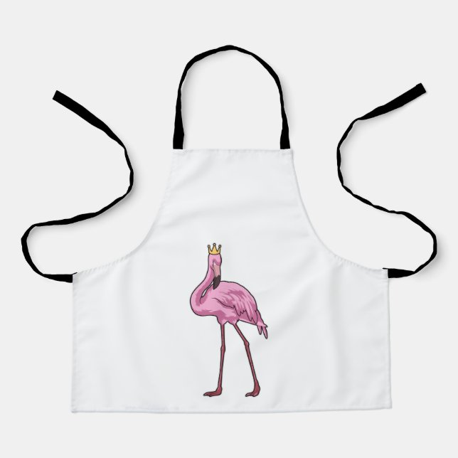 Flamingo mit Krone Schürze (Vorderseite)