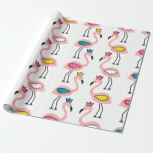 Flamingo mit Kronen nahtlos Muster. Geschenkpapier