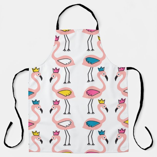 Flamingo mit Kronen nahtlos Muster. Schürze (Vorderseite)