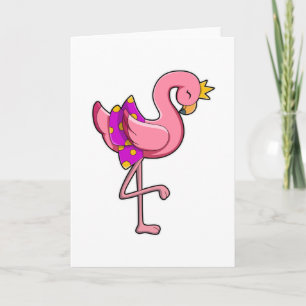 Flamingo mit Kronen und Rock Karte
