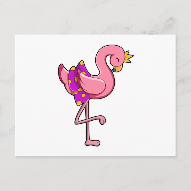 Flamingo mit Kronen und Rock Postkarte (Vorderseite)