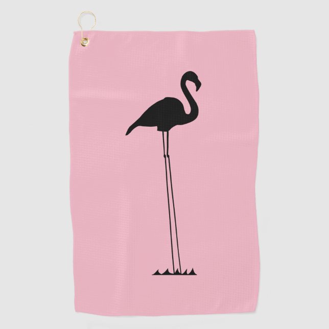 Flamingo mit langer Silhouette Golfhandtuch (Vorderseite)
