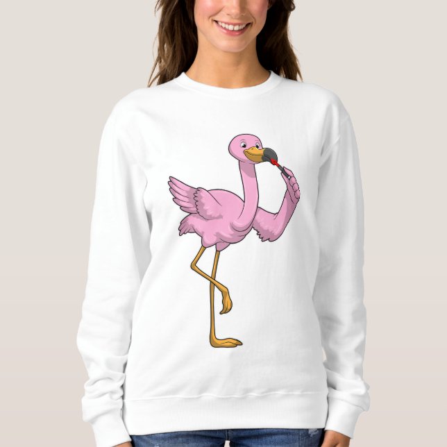 Flamingo mit Lippenstift Sweatshirt (Vorderseite)