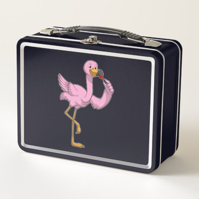 Flamingo mit Lipstick Metall Brotdose (Vorderseite)