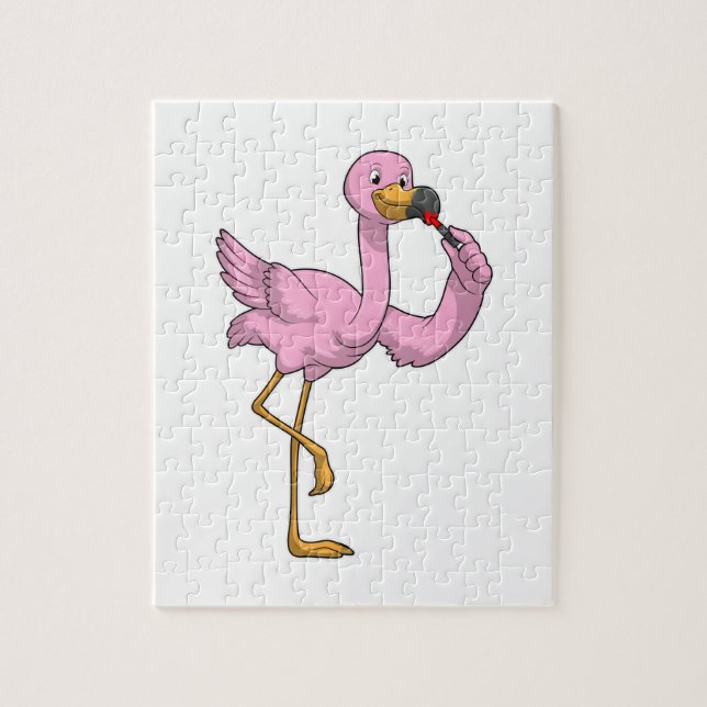 Flamingo mit Lipstick Puzzle (Vertikal)