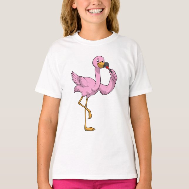 Flamingo mit Lipstick T-Shirt (Vorderseite)