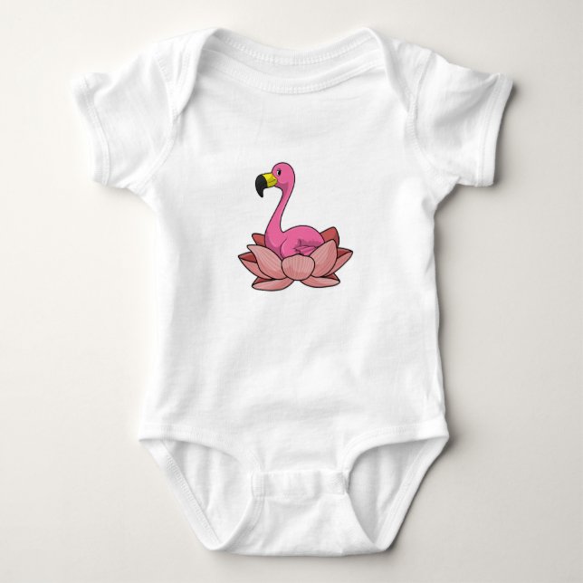 Flamingo mit Lotus-Blume Baby Strampler (Vorderseite)