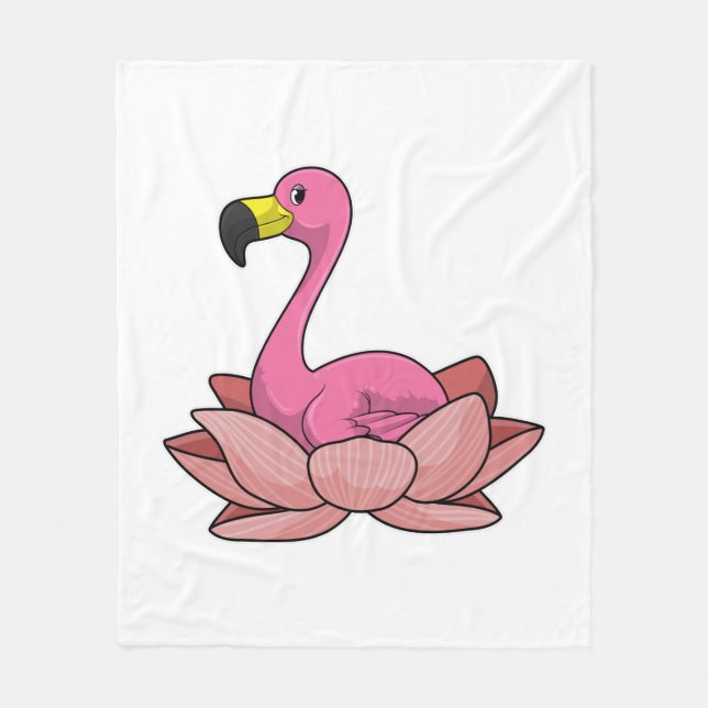Flamingo mit Lotus-Blume Fleecedecke (Vorderseite)