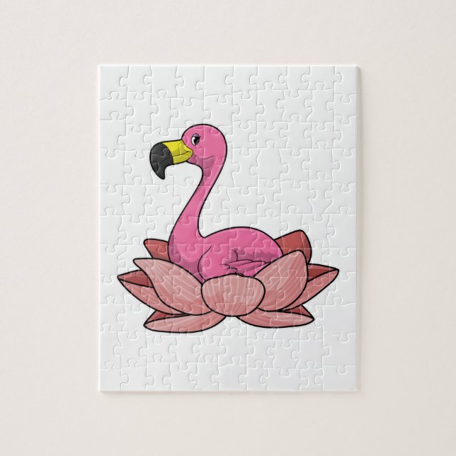 Flamingo mit Lotus-Blume Puzzle (Vertikal)