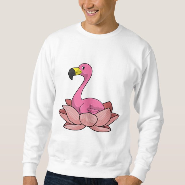 Flamingo mit Lotus-Blume Sweatshirt (Vorderseite)