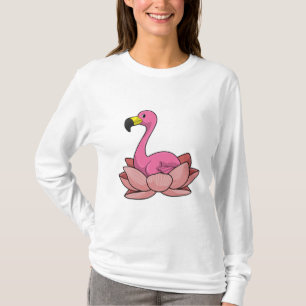 Flamingo mit Lotus-Blume T-Shirt