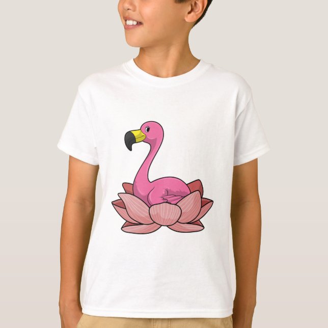 Flamingo mit Lotus-Blume T-Shirt (Vorderseite)