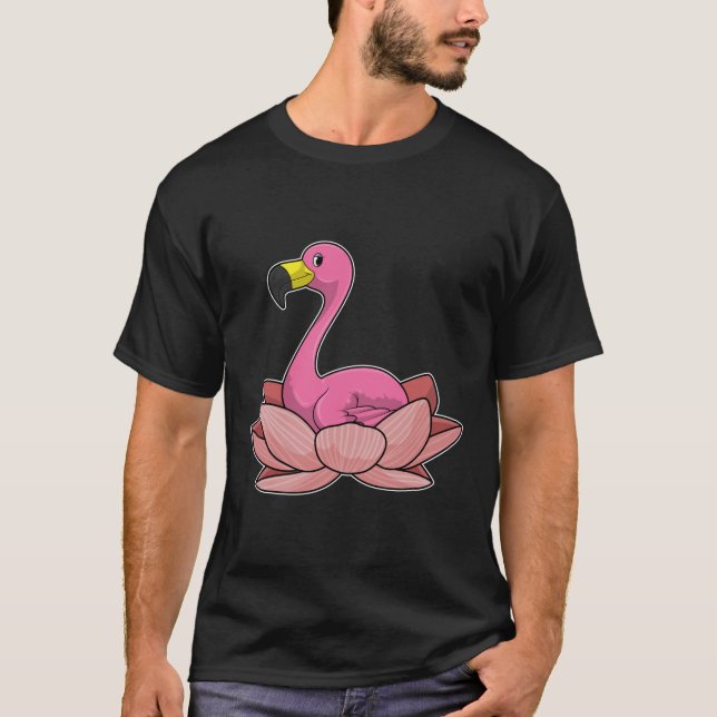 Flamingo mit Lotus-Blume T-Shirt (Vorderseite)