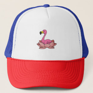 Flamingo mit Lotus-Blume Truckerkappe