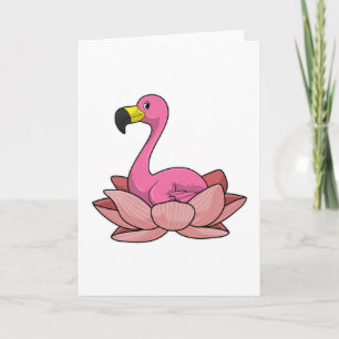 Flamingo mit Lotusblume Karte