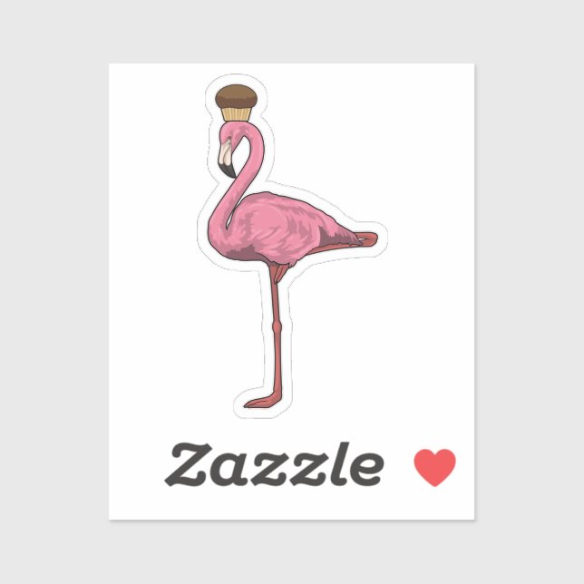 Flamingo mit Muffin Aufkleber (Blatt)