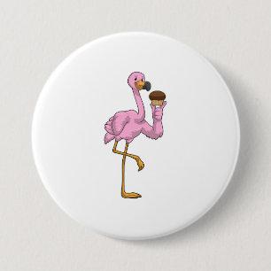 Flamingo mit Muffin Button
