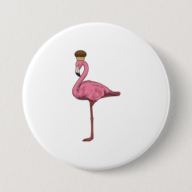Flamingo mit Muffin Button (Vorderseite)