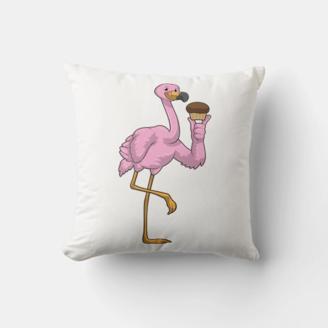 Flamingo mit Muffin Kissen (Vorderseite)