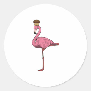Flamingo mit Muffin Runder Aufkleber