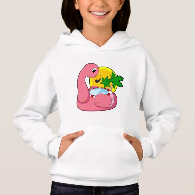 Flamingo mit Pool Hoodie (Vorderseite)
