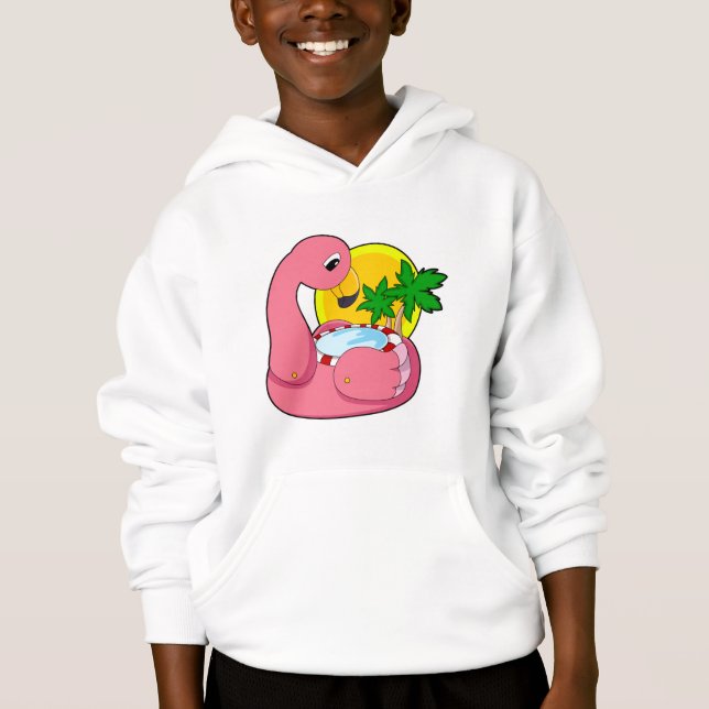 Flamingo mit Pool Hoodie (Vorderseite)