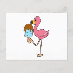 Flamingo mit Popsicle Postkarte