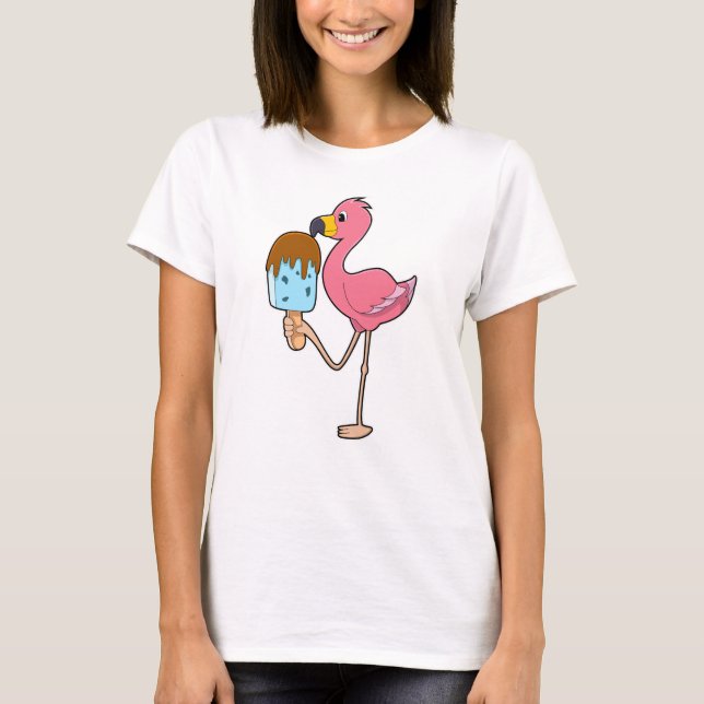 Flamingo mit Popsicle T-Shirt (Vorderseite)