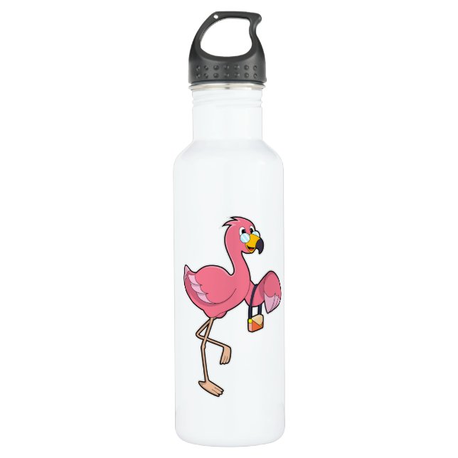 Flamingo mit Purse Edelstahlflasche (Vorderseite)