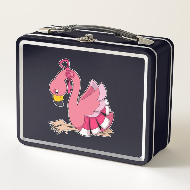 Flamingo mit Ribbon Metall Brotdose (Vorderseite)
