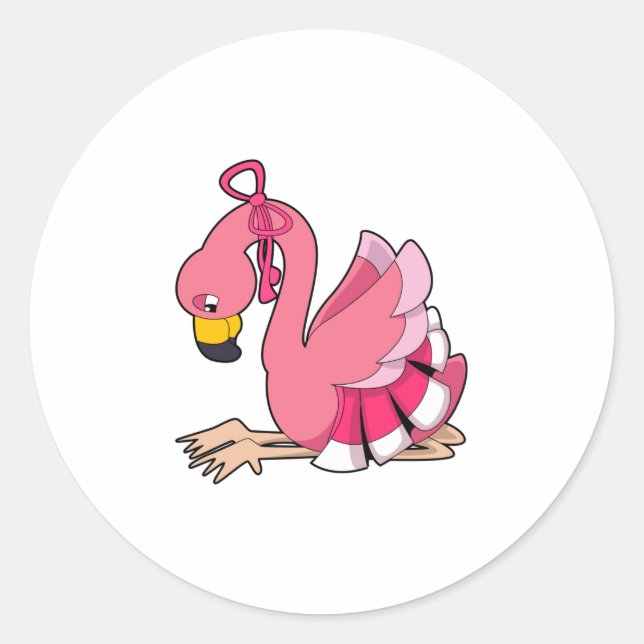 Flamingo mit Ribbon Runder Aufkleber (Vorderseite)