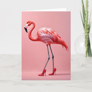 Flamingo mit roten Schuhen Karte