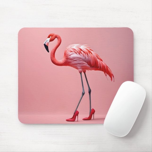 Flamingo mit roten Schuhen Mousepad (Mit Mouse)