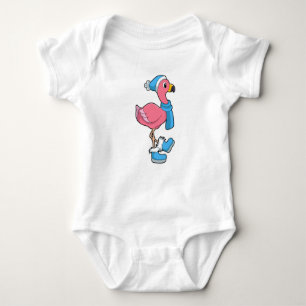 Flamingo mit Scarf & Hat Baby Strampler