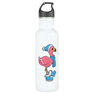 Flamingo mit Scarf & Hat Edelstahlflasche
