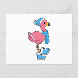 Flamingo mit Schal und Hut Postkarte