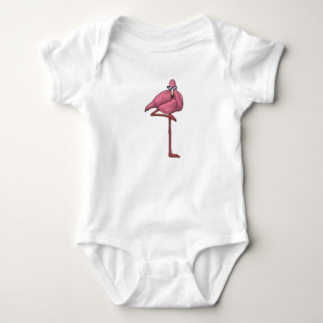 Flamingo mit Sonnenbrille Baby Strampler (Vorderseite)