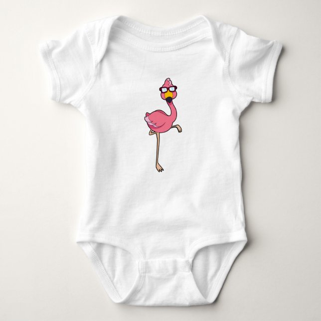 Flamingo mit Sonnenbrille Baby Strampler (Vorderseite)