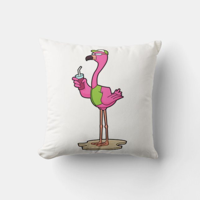 Flamingo mit Sonnenbrille & Cap Kissen (Vorderseite)