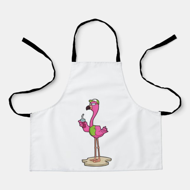 Flamingo mit Sonnenbrille & Cap Schürze (Vorderseite)