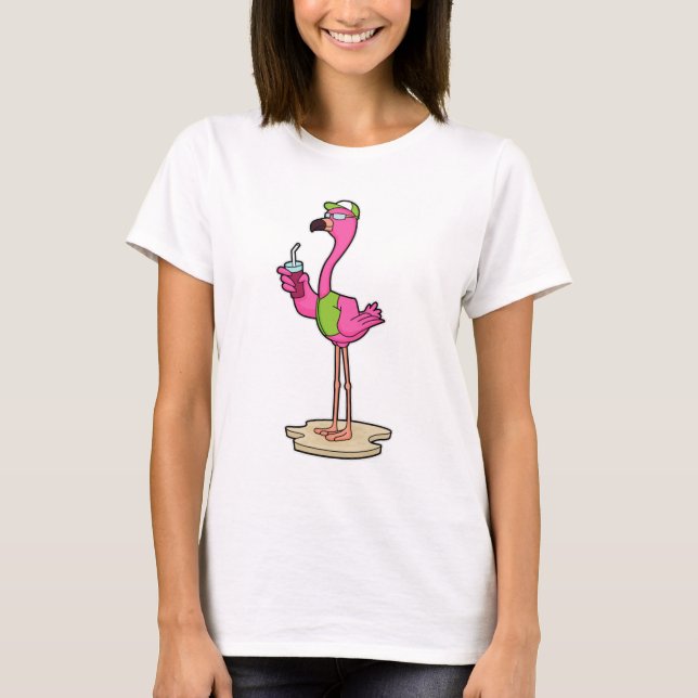 Flamingo mit Sonnenbrille & Cap T-Shirt (Vorderseite)