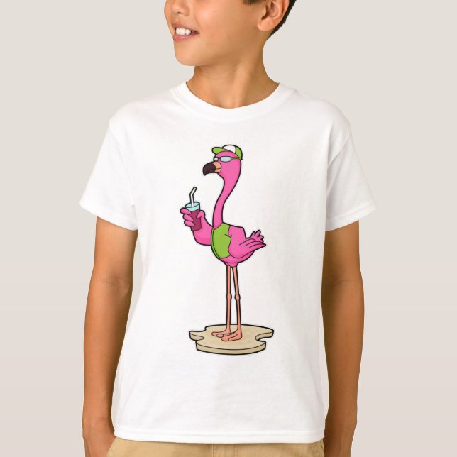 Flamingo mit Sonnenbrille & Cap T-Shirt (Vorderseite)