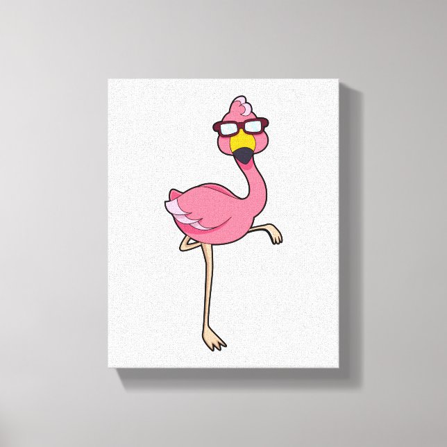 Flamingo mit Sonnenbrille Leinwanddruck (Vorderseite)