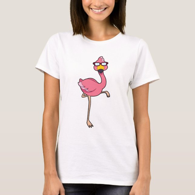 Flamingo mit Sonnenbrille T-Shirt (Vorderseite)