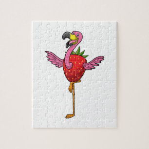 Flamingo mit Strawberry Puzzle