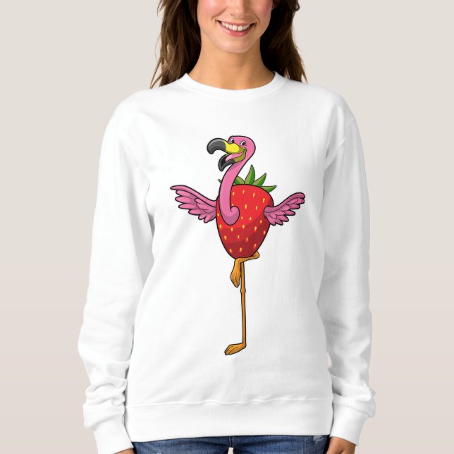 Flamingo mit Strawberry Sweatshirt (Vorderseite)