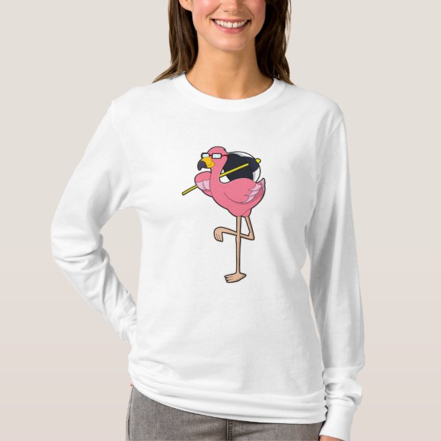 Flamingo mit Umbrella T-Shirt (Vorderseite)
